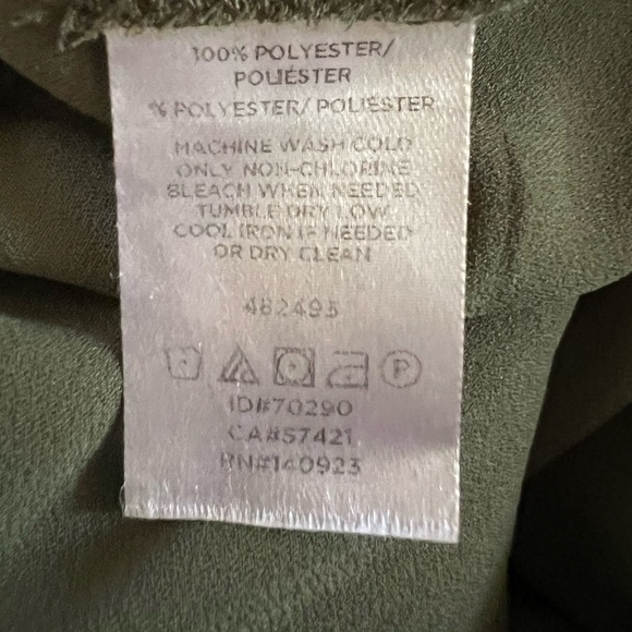 Size small LOFT outlet army green faux wrap blouse. Bell sleeves. - Picture 9 of 9